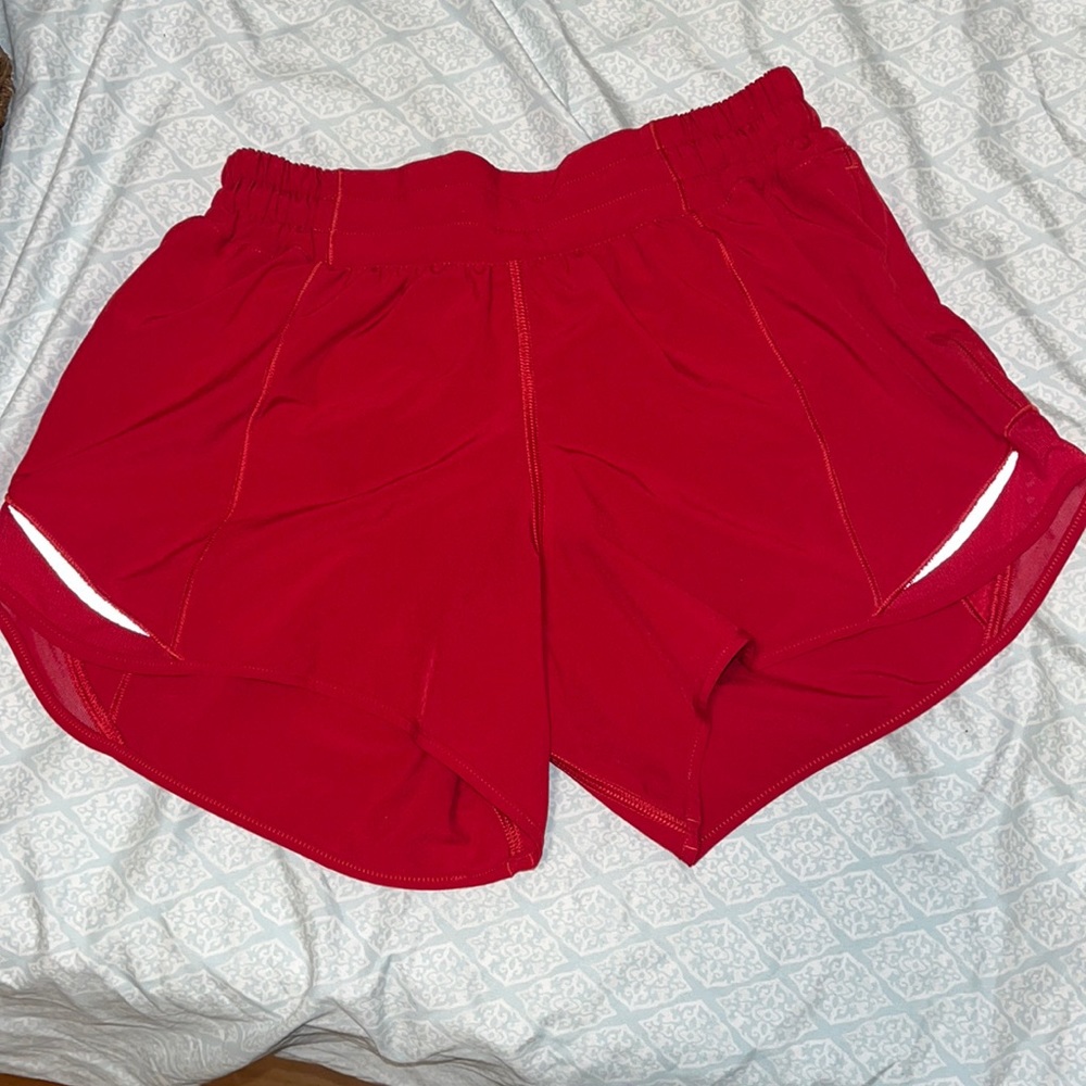 Lululemon Dark Red Hotty Hot Low Rise 4” Shorts